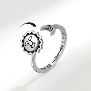 Vintage Style Rotating Sun And Moon Open <b>Rings</b> Copper Rhodium Plated <b>Stress</b> Relief Jewelry With Custom Logo - Product Image 1