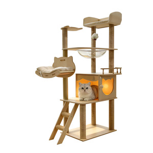 Grenzüberschreitende Katzen-Kletterwand mit erhöhter Raumkapsel, Nest, Wiege, Plattform, Leiter und Kratzsäule – Katzenbedarf - Product Image 4