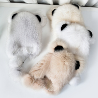 Bonnet d'hiver en fourrure de renard véritable pour femmes Bonnet en fourrure véritable avec oreilles d'ours Petit bonnet à pompon en fourrure avec oreillette