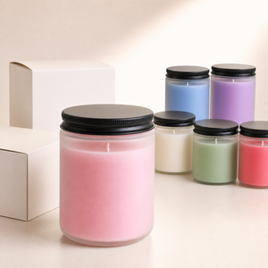 Bougie parfumée en cire de soja de 200 g dans un bocal en verre avec boîte cadeau - Product Image 1