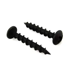 Tornillo de yeso de cabeza avellanada Phillips, tornillo de pared de yeso autoroscado de fosfato negro