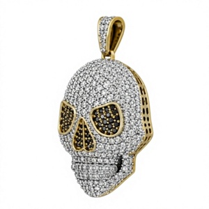Colgante de esqueleto con moissanita y perla de agua dulce, chapado en plata 925, unisex, joyería hip hop para fiestas y uso diario - Product Image 3