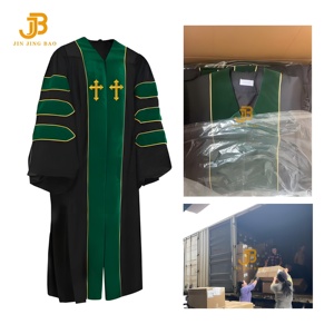 Robe de graduation personnalisée, vente en gros pour les écoles, polyester mat, broderie dorée, croix, robes de clergé, uniforme d'église, sacerdoce, chœur - Product Image 1