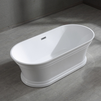 Baignoires acryliques blanches autoportantes baignoire de trempage moderne autonome avec cUPC en Chrome poli certifié débordement fendu