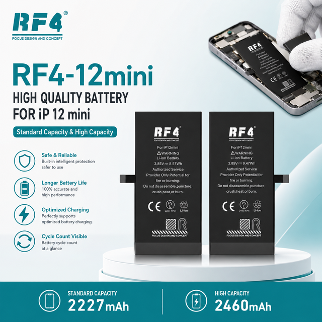 RF4 2227mAh 2460mAh Upgraded Li-ion Rechargeable Battery Premium Cells OEM Quality Stable Performance for 12 Mini Stock