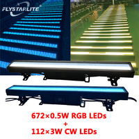 Barre lumineuse stroboscopique longue étanche IP65 RGBW DMX avec puissance de 420W, gradation 0-100%, segments LED pixel, effet givré pour événements festifs