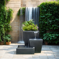 Fuente de agua de cascada rectangular de tres niveles, decoración para el hogar, interior y exterior