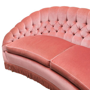 Canapé incurvé moderne suédois en velours rose avec frange Salon Tufté Petit canapé <span class=keywords><strong>2</strong></span> <span class=keywords><strong>places</strong></span> Glands Farmhouse Loveseat à <span class=keywords><strong>vendre</strong></span> - Product Image 5
