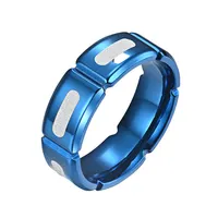슈퍼 9 월 새로운 디자인 8mm 패션 쥬얼리 반지 블루 IP 18K 골드 반지 커플 블루 닦았 스테인레스 스틸 반지