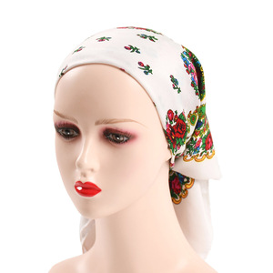 Pañuelo Floral Ruso de Lujo Pañuelo Pequeño con Flores Chal Étnico Hijab para Mujer Bufanda de Acrílico Estampada de 70 cm Cinta para la Cabeza tipo Bandana - Product Image 5