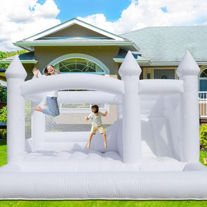 Casa de rebote blanca de 15 pies, casa de rebote comercial de PVC 100% con tobogán, casa de burbujas de globo inflable, fiesta de boda, 15x15x10 pies - Product Image 4