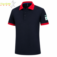 Uniforme de travail unisexe en polyester antistatique et respirant, manches courtes, col contrastant rouge, pour station-service, industrie pétrolière et chimique
