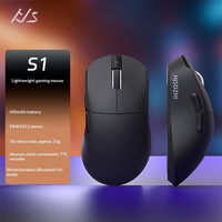 Ratón Inalámbrico para Juegos HJSDZHI S1 Ultraligero de 55g, Tri-Modo, PAW3311, 12000DPI, Batería de 500mAh y 65H de Duración para PC y Portátil