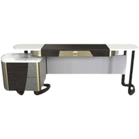 Ensemble de bureau complet moderne haut de gamme en bois massif avec finition piano, bureau informatique, chaise de bureau en acier inoxydable brodé pour le bureau à domicile