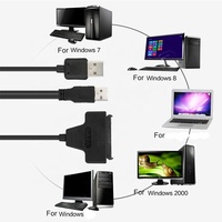 Fabricación de fábrica Venta caliente Dual USB 2,0 a 2,5 "Cable adaptador de disco duro SATA-Convertidor SATA a USB 2,0 para SSD/HDD