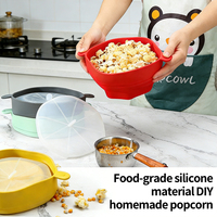 Seau à Popcorn Pliable en Silicone avec Couvercle, Compatible Micro-ondes, Bol à Popcorn en Silicone pour Soirées Cinéma à Domicile (Vente en Gros)
