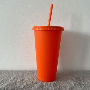 Mossion Pride 16oz 24oz Reusable Matt Plastic Summer Solid Color Ice Cold <strong>Frosted</strong> Plastic Drink <strong>Cup</strong> with Lids and Straws - Product Image 5