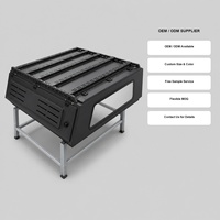 Auvent de camion en aluminium noir mat avec porte-bagages de toit à 4 barres