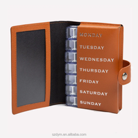 Porte-pilules de voyage de luxe en cuir PU, organiseur de médicaments pour 7 jours, étui pour pilules, sac de rangement pour vitamines et comprimés