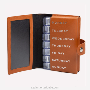 Porte-pilules de voyage de luxe en cuir PU, organiseur de médicaments pour 7 jours, étui pour pilules, <span class=keywords><strong>sac</strong></span> de rangement pour vitamines et comprimés - Product Image 5