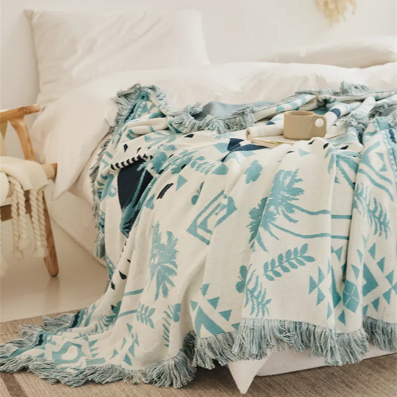 Новое поступление, богемное хлопковое вязаное одеяло с геометрическими кисточками в скандинавском стиле, 100%, домашний декор