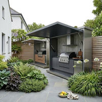 Cuisine mobile d'extérieur OEM avec pergola motorisée en aluminium, station de cuisson extérieure étanche