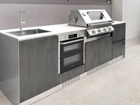 Meubles de cuisine extérieurs modernes Vermonhouzz en acier inoxydable 304, système d'îlot barbecue toutes saisons avec évier et rangement