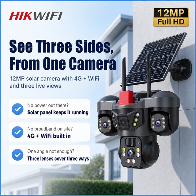 V380 Pro Solar Powered Outdoor IP Camera WIFI & 4G Auto Motion Detection Night Vision & Two Way Audio Ptz  3k Resolution
