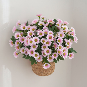 Pequeño ramo de flores de seda artificiales frescas Margarita Manzanilla crisantemo salvaje orquídea saltadora para Pascua boda decoración del hogar - Product Image 2