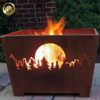 Brazier d'extérieur en acier Corten, 30 pouces / 75 cm, finition rouille, découpe silhouette animale, pour terrasse, vente en gros