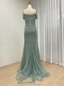 Gaun malam putri duyung manik-manik bahu terbuka elegan mewah MB40209-2 dengan gaun <span class=keywords><strong>Prom</strong></span> Formal hiasan mutiara kristal Hem Tulle - Product Image 5