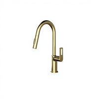 Robinet de cuisine en or brossé, monocommande, à haut arc, à poser sur le plan, mitigeur d'évier au design moderne