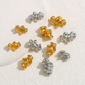 Twisted Spiral Beads 12*8mm | 18K PVD Gold Plated Stainless Steel Irregular <b>Spacer</b> for DIY Bracelet Necklace Jewelry Making - Product Image 1