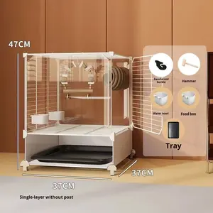 Grande cage à oiseaux en métal à usage domestique Nouveau modèle de cage ornementale de luxe pour perroquets inséparables calopsittes et perruches Fermeture à bouton - Product Image 6