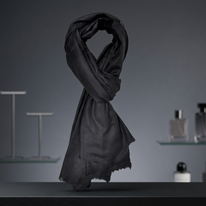 Cozy 100% Cashmere <b>Wool</b> Printed Geometric Digital Print Black Long Spring Scarf Lightweight Warm Offers Ultimate Comfort - Product Image 3