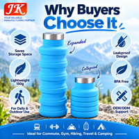 Bouteille d'eau pliable en silicone Jinke 500 ml, portable, pour le sport, les voyages et les activités de plein air, réutilisable, anti-fuite, sans BPA, qualité alimentaire