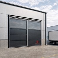 Portes en alliage d'aluminium pour installations industrielles, rails robustes, accès par chariot élévateur, entrées de grandes ateliers, design moderne, garantie 5 ans