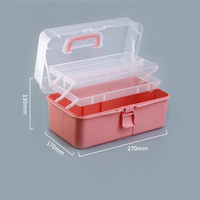 1 Draagbare Drielaagse Opvouwbare Extra Grote Hardware Gereedschapskist, Cosmetica Gereedschapskist, Kunstambachten Plastic Puin Opbergdoos