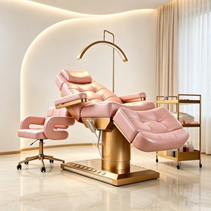 RJ Multi Functional Golden Stainless Steel Base Beauty Salon Massage Bed, Electric Bending Care Facial Eyelash Beauty Bed Lash B - Product Image 5