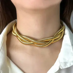 Conjunto de joias de cobra de aço inoxidável com pulseira fashion ajustável de duas cores