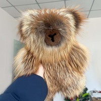 Peluche Capybara de Luxe en Fourrure de Renard Rouge - Breloque de Sac en Fourrure Véritable et Adorable Animal en Peluche de Dessin Animé