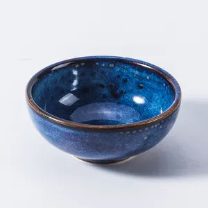 2020 Factory Direct newest Yayu originality star art 4inch/4.5inch ceramic glazed small blue bowls for restaurant hotel