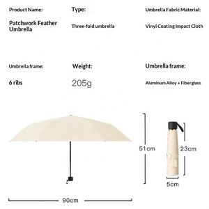 Paraguas Plegable de Tres Secciones, Ultra Ligero, de Tela Pongee, con 6 Varillas, Diseño Moderno, Protección Solar y Contra la Lluvia, Fácil de Plegar, con Logotipo - Product Image 4