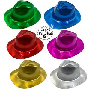 Sombrero de Disfraz de Plástico PVC MADESHINE, Estilo Fedora, Colores Láser Surtidos, para Niños y Adultos, Ideal para Fiestas y Eventos al Aire Libre - Product Image 2