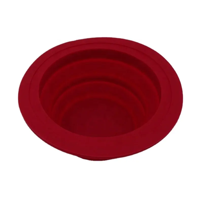 Custom Food Grade Handige Rode Kleur 215Ml Opvouwbare Siliconen Kom Voor Toerisme