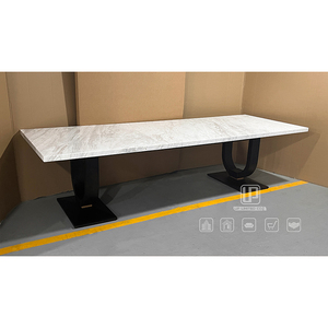 Good Quality Unique White Marble Top Black Wood Base Dinning Room Desk <b>Table</b> Rectangle <b>Dining</b> <b>Table</b> Set Rectangle <b>Table</b> - Product Image 2