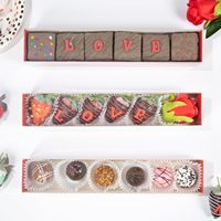 Boîtes à pâtisserie transparentes pour fraises enrobées de chocolat, 6 macarons, gâteau aux truffes au chocolat, outils avec ouverture coulissante
