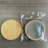 Miroir rond en bois avec logo personnalisé Miroir de poche écologique Miroir compact Maquillage en bambou et outils pour cadeau pour filles
