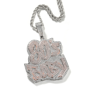 Kalung huruf liontin bayi 80, perhiasan trendi kalung pria wanita berlapis emas 18K liontin dua nada warna - Product Image 2