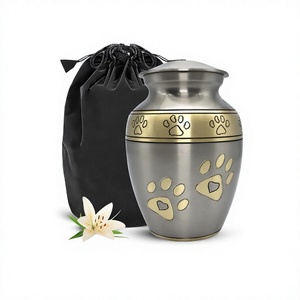 Medium American Style Adult Use Pet Cremation <b>Urn</b> for Dogs & <b>Cats</b> with Paw Print Memorial Design - Product Image 1